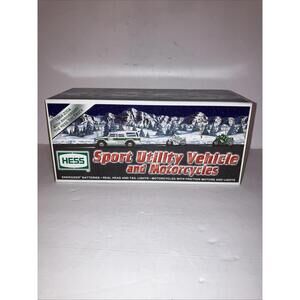 HESS 2004 40th ANNIVERSARY TOY SUV AND 2 MOTORCYCLES  NEW IN BOX